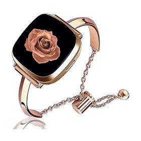 互換品 Fitbit Versa 4/Fitbit Versa 3/Fitbit Sense 2/Fitbit Sense 対応 バンド 金属ベルト ステンレス製 替えベルト 工具不要で長さ調