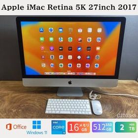 ［高性能/美品］iMac 27インチ 2017 Retina5K/i5 3.8GHz /16GB/ SSD512GB+2TB/ Radeon580 /Office2024/windows/CJ703-3