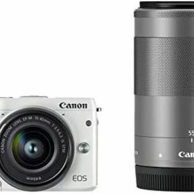 【中古】Canon ミラーレス一眼カメラ EOS M3 ダブルズームキット(ホワイト) EF-M15-45mm F3.5-6.3 IS STM EF-M55-200mm F4.5-6.3 IS STM 付属 EOSM3WH-WZK2当店保証30日間 人気