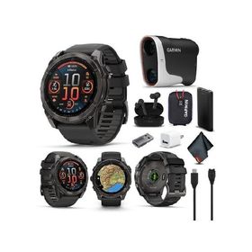 Garmin Fenix 8 51MM AMOLED Sapphire Premium Multisport GPS Smartwatch Carbon Gray DLC Titanium with Gray Silicone Band, Health ＆ Fitness Smart Watch