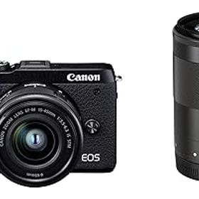 【中古】(良い)Canon ミラーレス一眼カメラ EOS M6 Mark II ダブルズームキット ブラック EOSM6MK2BK-WZK