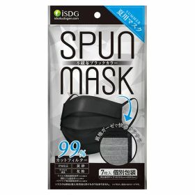 SPUNMASK スパンレース 不織布 カラーマスク マスク 夏用マスク 個包装 7枚入り ガーゼ ブラック