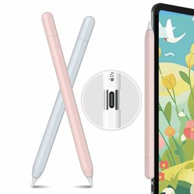 超薄型 Apple Pencil (USB-C) シリコン保護ケース 滑り止め Apple Pencil (USB-C) 2023のみに適用 2個セット (単色2本, ピンク，水色)