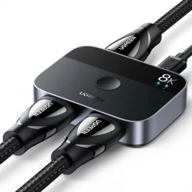 UGREEN HDMI 2.1切り替え器 8K@60Hz HDMIスイッチ 双方向 2入力1出力 Ultra HD対応 4K@120Hz、3D、HDR Dolby；48Gbps PS4/PS5 Fire Stick Xbox Switch Roku Apple TV対応