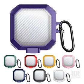 Galaxy Buds4 ケース Buds 4 Pro カバー カーボン調 カラビナ付き TPU+プラスチック ハードケース 半透明 シンプル 保護カバー おすすめ