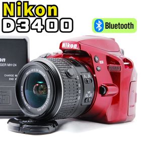ニコン(Nikon)の【美品】 Nikon D3400 一眼レフBluetooth スマホ転送 レッド(デジタル一眼)