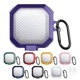 Insta Galaxy Buds4対応 ケース Buds 4 Pro カバー カーボン調 カラビナ付き TPU+プラスチック ハードケース 半透明 シンプル 保護カバー おすすめ