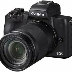 【中古】Canon ミラーレス一眼カメラ EOS Kiss M 高倍率ズームキット ブラック EOSKISSMBK-18150ISSTM当店保証30日間 人気モデル 高画質 売れ筋