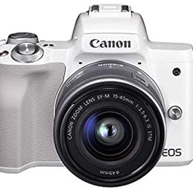 【中古】Canon キヤノン ミラーレス一眼カメラ EOS Kiss M ホワイト レンズキット EF-M15-45 IS STM付属 EOSKISSMWH-1545ISSTMLK-A