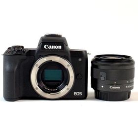 キヤノン Canon EOS Kiss M EF-M 15-45 IS STM レンズキット ブラック デジタル ミラーレス 一眼カメラ 中古