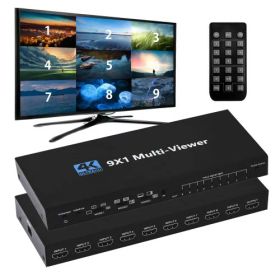 ENBUER HDMI 画面分割器 9入力1出力 hdmi画面分割切替器 4K 9x1 画面切り替え器 hdmi 1080P 9画面同時表示 シームレス切り替えマルチビューワ DVD ゲーム機 PS4 Pro Apple TV マルチビューアー テレビ専