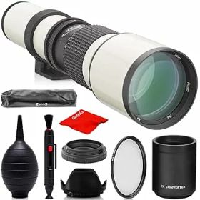 【中古】Opteka 500mm/1000mm f/8 マニュアル望遠レンズ Nikon Fマウント D6、D5、D4、D850、D810、D800、D780、D750、D610、D600、D500、D7500、D7200、