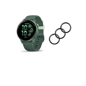 Garmin vivoactive 6 GPS Smartwatch (Metallic Jasper Green with Jasper Band) Bundle with Fitness and Wellness Plus Software Suite and Tempered Glass Sc