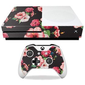 MightySkins Carbon Fiber Skin for Microsoft Xbox One S - Hibiscus | Protective, Durable Textured Carbon Fiber Finish | Easy to Apply, Remove, and Chan