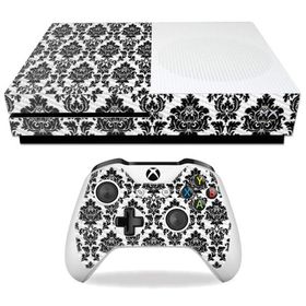 MightySkins Carbon Fiber Skin for Microsoft Xbox One S - Vintage Damask | Protective, Durable Textured Carbon Fiber Finish | Easy to Apply, Remove, an