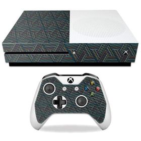 MightySkins Carbon Fiber Skin for Microsoft Xbox One S - Triangle Stripes | Protective, Durable Textured Carbon Fiber Finish | Easy to Apply, Remove,