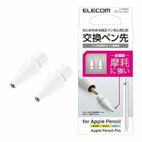 Apple Pencil 専用 交換ペン先 [第1世代 第2世代 USB-C 対応] 2個セット 金属製 純正ペン先に近い形状 ホワイト P-TIPAP03