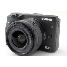 【中古】 キヤノン Canon EOS M3 レンズキット ブラック 美品 スマホへ転送・自分撮りミラーレス ストラップ付き 当店保証30日間 人気 ミラーレス 一眼レフ 交換レンズ カメラ