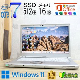 ★美品 最上級8世代4コアi7！SSD512GB メモリ16GB★CF-LV7 Core i7-8650U Webカメラ TypeC Win11 MS Office2019 H&B ノートPC★P96678