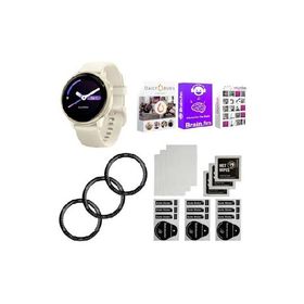 Garmin vivoactive 6 Smartwatch (Lunar Gold/Bone Band) Bundle with Fitness and Wellness Plus Software and Tempered Glass