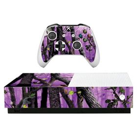 MightySkins Skin for Microsoft Xbox One S All-Digital Edition - Purple Tree Camo | Protective, Durable, and Unique Vinyl Decal wrap Cover | Easy to Ap