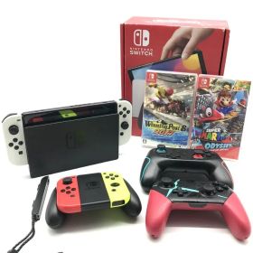 良品 Nintendo Switch ニンテンドー 任天堂 スイッチ 有機ELモデル 本体 動作確認済み ソフト マリオ 競馬シミュレーション ゲーム m15494