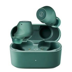 オーディオテクニカ ATH-CKS30TW+(E) ワイヤレスイヤホン bluetooth ノイズキャンセリング 重低音 最大約20時間再生 IP55 防水防塵 マルチポイント対応 小型軽量 アプリ対応 ヒアスルー 低遅延モード 置き忘れアラート GR エバーグリーン