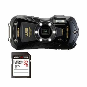 PENTAX デジタルカメラ WG-90 ブラック ＋ 32GB SDHCメモリカード 1セット デジカメ カメラ 写真 PC パソコン 周辺機器 家電 黒 アウトドアでも水中でも撮影可能なデジタルカメラと32GBのメモリカードがセット 頑丈で耐衝撃性も抜群で、様々なシーンで活躍するスタイリッシ