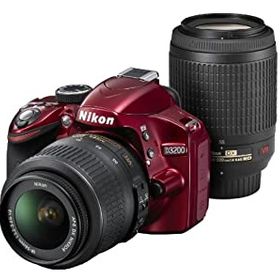 【中古】 Nikon ニコン デジタル一眼レフカメラ D3200 20mmダブルズームキット 18-55mm/55-20mm付属 レッド D3200WZ200RD