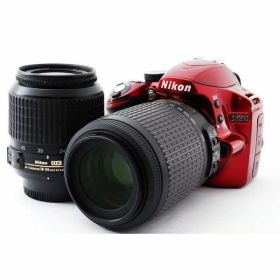 【中古】 ニコン Nikon D3200 ダブルズームセット レッド 美品 一眼レフストラップ付き 当店保証30日間 人気 ミラーレス 一眼レフ 交換レンズ カメラ