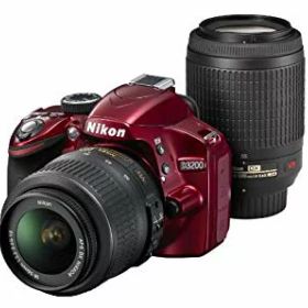【中古】Nikon デジタル一眼レフカメラ D3200 200mmダブルズームキット 18-55mm/55-200mm付属 レッド D3200WZ200RD tf8su2k