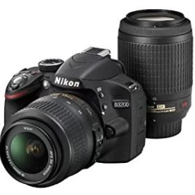 【中古】【非常に良い】Nikon デジタル一眼レフカメラ D3200 200mmダブルズームキット 18-55mm/55-200mm付属 ブラック D3200WZ200BK