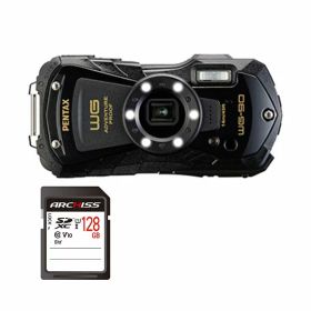 PENTAX デジタルカメラ WG-90 ブラック ＋ 128GB SDXCメモリカード 1セット デジカメ カメラ 写真 PC パソコン 周辺機器 家電(メーカー直送)