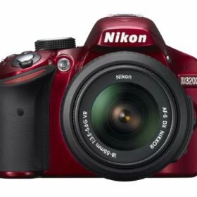 【中古】「非常に良い」Nikon デジタル一眼レフカメラ D3200 レンズキット AF-S DX NIKKOR 18-55mm f/3.5-5.6G VR付属 レッド D3200LKRD