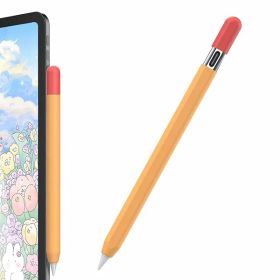 超薄型 Apple Pencil (USB-C) シリコン保護ケース 滑り止め Apple Pencil (USB-C) 2023のみに適用 ツートンカラー (二色1本, オレンジ＋赤)