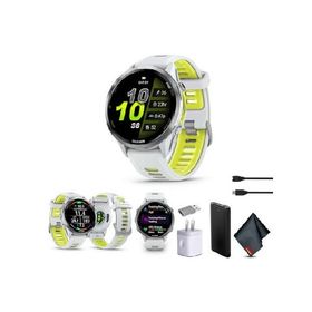Garmin Forerunner 970 Running Smartwatch, GPS Fitness Smart Watch for Men and Women, Titanium with Whitestone Case and Whitestone/Translucent Amp Yell