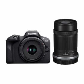 【送料無料】Canon ミラーレス一眼カメラ EOS R100 ダブルズームキット(RF-S18-45+RF-S55-210) ブラック/APS-C/約356g EOSR100-WZK
