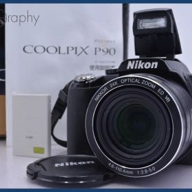 【動作保証】 ニコン Nikon COOLPIX P90 24x 元箱、バッテリー、充電器、取扱説明書付属 同梱無料 #am3626