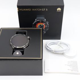 ファーウェイ(HUAWEI)の【美品】HUAWEI WATCH GT5 46mm VLI-B19 ブラック スマートウォッチ ファーウェイウォッチ 本体(腕時計(デジタル))