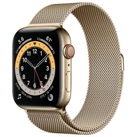 【新品・未使用】Apple Watch Series 6 GPS+Cellularモデル 44mm M09G3J/A ゴールドステンレススチールケースとゴールドミラネーゼループ バンド付き SIMフリー 利用制限—(白ロム) 送料無料
