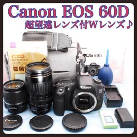 ☆キャノン EOS 60D☆バッグ付☆超望遠レンズ付Wレンズ☆一眼レフカメラ
