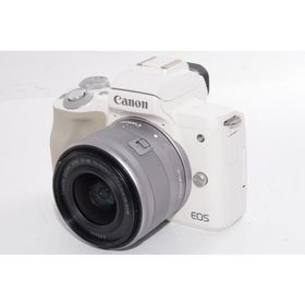 【中古】【外観並級】Canon ミラーレス一眼カメラ EOS Kiss M ダブルズームキット ホワイト EOSKISSMWH-WZK