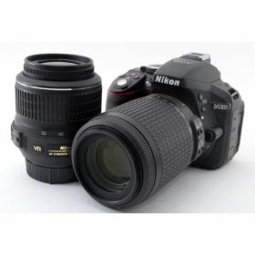 【中古】ニコン Nikon D5300 ダブルレンズセット ブラック 美品 スマホへラクラク転送 フルHD動画撮影 ストラップ付き当店保証30日間 人気モデル 高画質 売れ筋