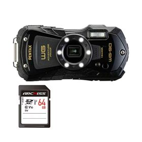PENTAX デジタルカメラ WG-90 ブラック ＋ 64GB SDXCメモリカード 1セット デジカメ カメラ 写真 PC パソコン 周辺機器 家電(メーカー直送)