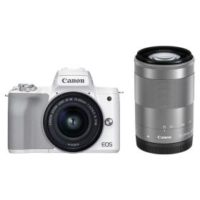 【中古】 Canon ミラーレス一眼カメラ EOS Kiss M2 ダブルズームキット ホワイト KISSM2WH-WZK 当店保証30日間 人気 ミラーレス 一眼レフ 交換レンズ カメラ