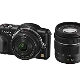 【中古】「非常に良い」パナソニック ミラーレス一眼カメラ LUMIX GF3 ダブルレンズキット エスプリブラック DMC-GF3W-K