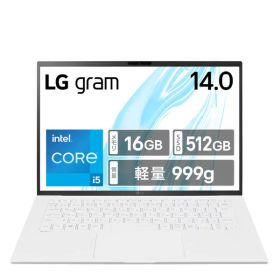 ノートパソコン LG gram 14Z90RU-GA54J アプライドオリジナルモデル 14インチ(1920×1200) Core i5-1334U メモリ:16GB SSD:512GB Windows11 Home スノーホワイト 4989027029194