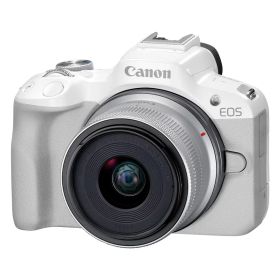 【送料無料】Canon キヤノン ミラーレス EOS R50 WH RF-S18-45 IS STM レンズキット ホワイト