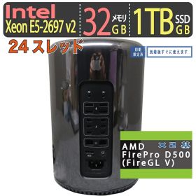 【美品 MacPro 最大6画面同時】◆ Apple Mac Pro A1481◆ Xeon E5-2697 v2 [24スレ] /高速 1TB SSD / メモリ32GB◆ AMD FirePro D500 (FireGL V) × 2基 搭載 ◆ macOS Monterey + Win11 Pro【デュアルOS】*macOSのみが良い場合お問合せください。