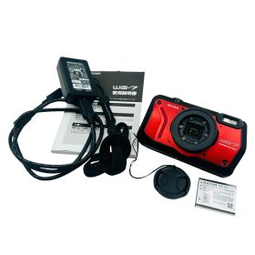 ■RICOH WG-7 防水デジタルカメラ 赤 R05020 本体 充電器 バッテリー付 動作確認済 シャッター326枚 コンパクトカメラ2112152,2112152
